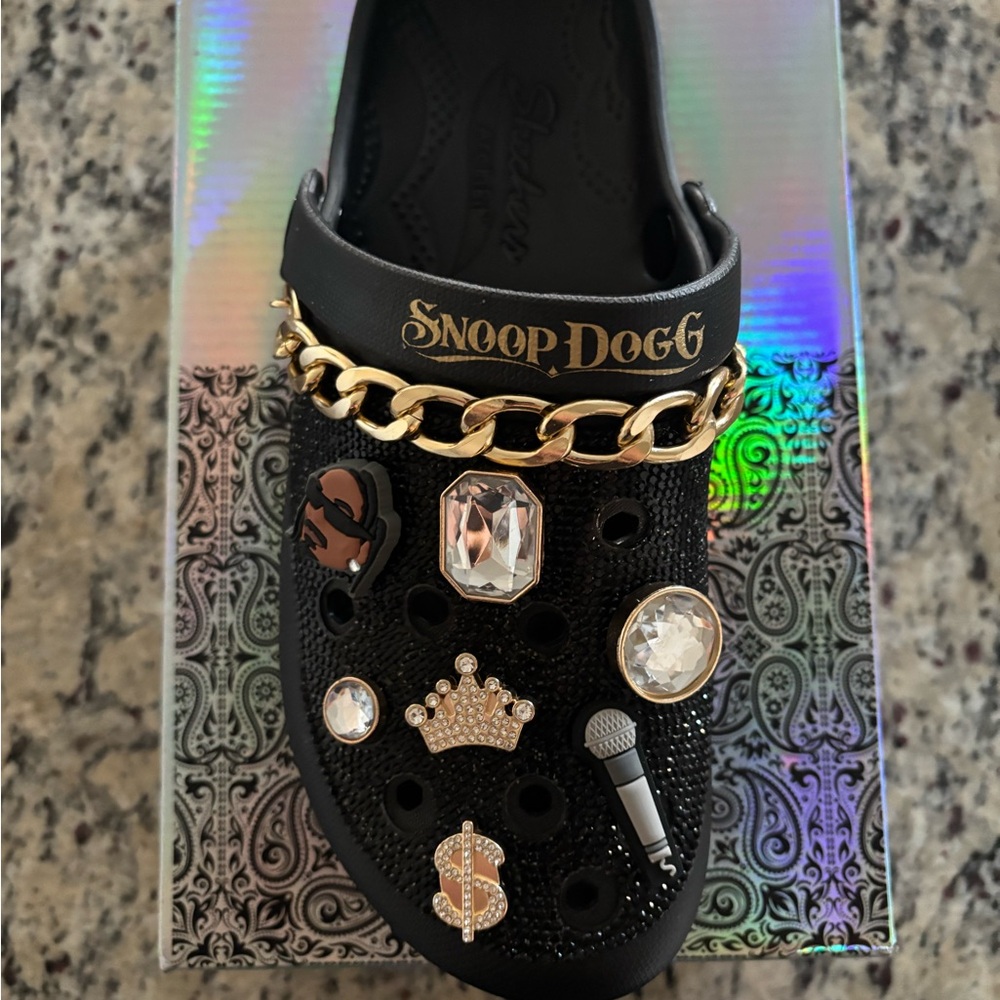 Skechers x Snoop Dogg Black Clogs with Gold Chain